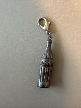 Vintage Coca Cola Silver Bottle Charm Keychain